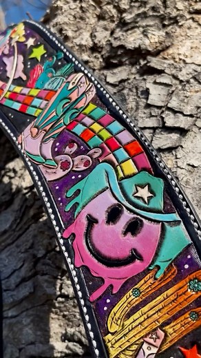 THE One and ONLY @neonwrangler has entered the chat! - This tack set is Absolutely out of this world, cosmically delightful, neon filled greatness! - What do y’all think??? | The Man In Black Leather Studio