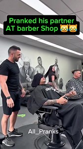 Barber Shop prank.. Pranked the partner at the barber shop😹😹 #scarepranks #funnymoments #prank #couplefunny #barber #creatorsearchinsights | Pranks Fun
