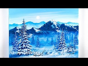 Winter Acrylic Painting | Mountain Painting | Winter Painting Tutorial