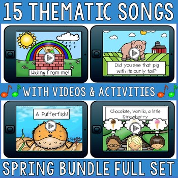 Spring Thematic Songs Full Bundle - Writing & Sequencing Activities - PreK K 1st