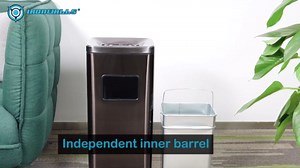 IRONWALLS Indoor Outdoor Garbage Can, Black Stainless Steel Commercial Trash Can with Lid, Industrial Waste Container, Decorative Trash Receptacle for Patio, Shopping Center, Office