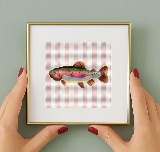 Coastal Fish Cross Stitch Pattern: Nautical Stripes (digital Download) - Etsy