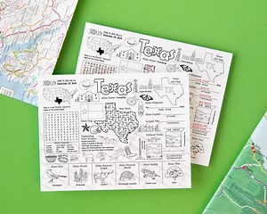 PRINTABLE Texas Activity Page - Instant Download PDF Game for Kids. TX State Facts, Word Search, Maze, Unscramble 8.5x11" Coloring Placemat. - Etsy