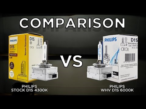 PHILIPS 4300K OEM D1S vs. 6000K White Vision (WHV) D1S Bulbs by using Valeo D1 Projector.