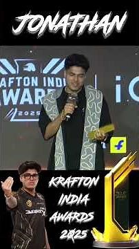 Jonathan Wins Big at KIA 2025 🏆 | Krafton India Awards | BGMI Legend