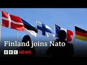 Finland flag raised at Nato headquarters - BBC News