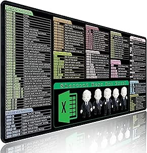 Non-Slip&Waterproof Mouse pad,Excel Cheat Sheet Desk pad,Office Shortcut Keys for excel,Large Gaming Computer mat, Keyboard Desk Mousepad(XL 31.5 x 15.7 in)