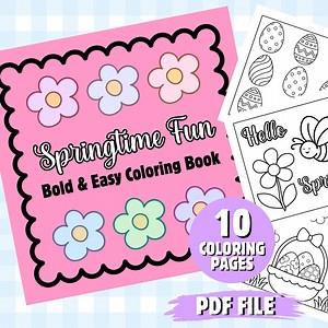 Springtime Fun: Bold & Easy Easter Coloring Book - 10 Pages of Fun and Simple Spring Designs - Instant Download PDF for Kids and Adults - Etsy Canada