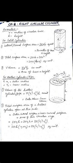 CH:8 Right Circular Cylinder All formulae #madhyamik #mathematicclass10 #wbbse