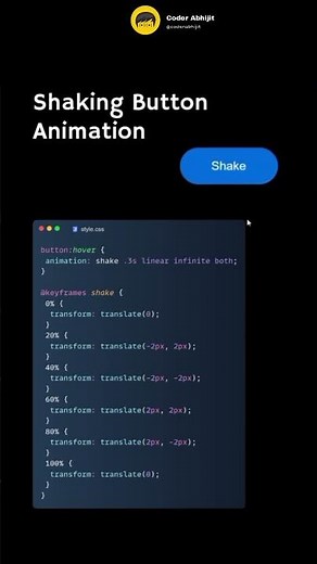 HTML & CSS Shaking Button Animation #shots #shortvideo #html #css
