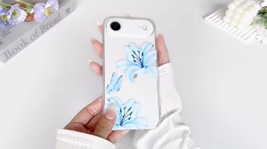 NITITOP Compatible for iPhone 17 Case Clear Cute Butterfly Lily Flower Floral Pattern for Women Girls Full Camera Lens Clear Slim Shockproof Protective Phone Cover - Pink