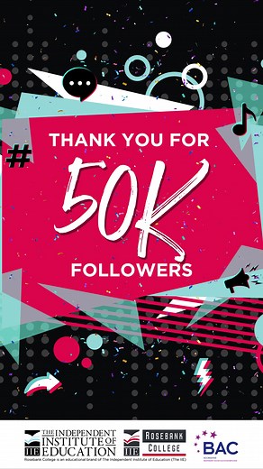 Thank you for the 50K followers! Here!s to more! 🎉 #loveiierosebankcollege #50k #followers #roadto60k