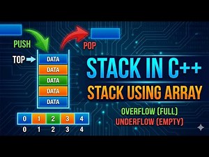 Stack in C++ | Stack Using Array | Push Pop Top Overflow Underflow