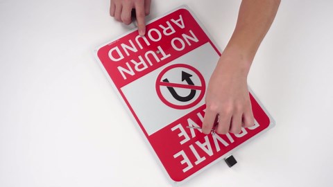 T&R Large Private Drive Sign, No Turn Around Sign with 54" Stake for Outside - 2 Pack - 14"x10" .040 Rust Free Aluminum, Reflective, Waterproof, Weatherproof and Fade Resistant, 6 pre-drilled holes,Includes Matching Screws & Wrench, Easy to Mount