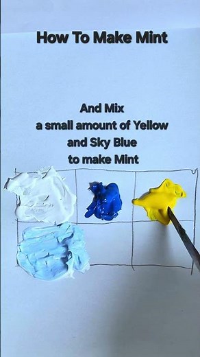 How to make Mint Color from just white, blue and yellow #colormixing #paintmixing #mint