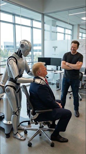 Trump Freezes When Elon Musk’s AI Robot Starts Massaging Him