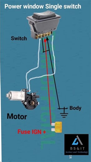 Car power window circuit | single switch