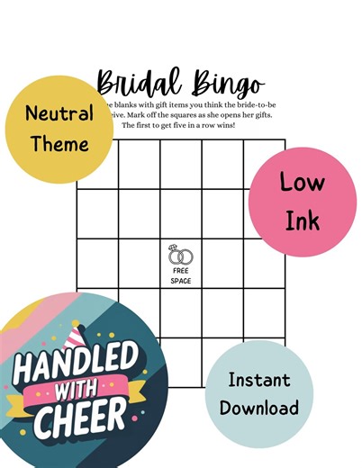 Simple Bridal Bingo - Low Ink, Easy Print Bridal Shower Game - Etsy