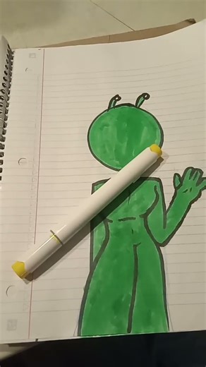 MAKE A ALIEN GIRL WITH MEEEEEE👽💫 #art #alien #physicalart #drawing #artist #green #space #2025 #girl