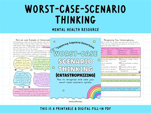 Worst-case Scenario Thinking | Mental Health Worksheets | Self-help | Catastrophizing | Cognitive Distortions | Thought Processing | CBT - Etsy