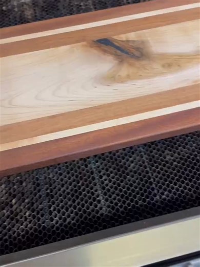 This is how we lazor our clients handmade boards! #OldYankeecuttingboards #fypシ #Handcrafted #Woodworking #fyp #WoodTok #CustomKitchen #BuiltToLast