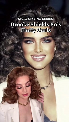 Shag Styling Series: Brooke Shields 80s Fluffy Curls ➰ Drop a 🤍 if you’d rock these soft curls! #80s #curls #hairtutorial #vintage #fyp #foryou #hairtok #brookeshields #vintagevibes
