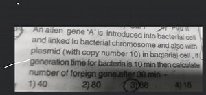 An alien gene ' A ' is introduced into bacterial cell and linke... | Filo