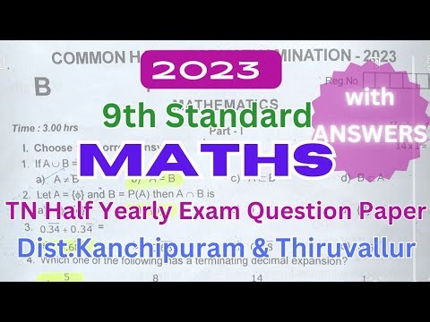 9th Maths Half Yearly Exam 2023 Question Paper with answer TN Class 9 Maths Kanchipuram/ Thiruvallur