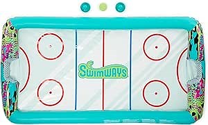 SwimWays Hydro Hockey Inflatable Water Floating Table Hockey Set, Pool Toy for Kids Ages 5+
