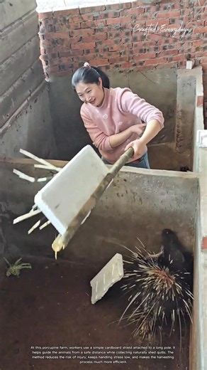 Why Farmers Use a Cardboard Shield to Harvest Porcupine Quills #rurallife #livestocklife #farm
