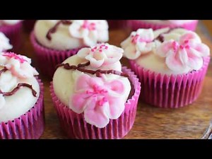 Cherry Cupcakes 🍒 with Buttercream Cherry Blossoms 🌸