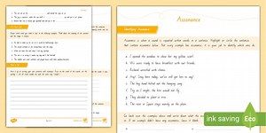 Level 3 Writing - Assonance Worksheet
