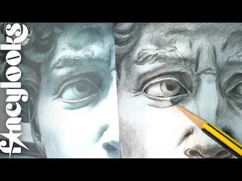 How to shade a realistic drawing of a sculpture with a pencil, explained in detail.
