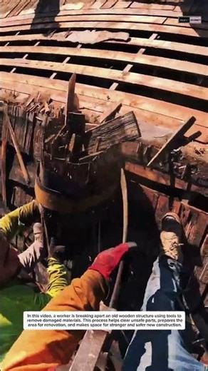 Breaking Old Wooden Structure | Satisfying Demolition Work