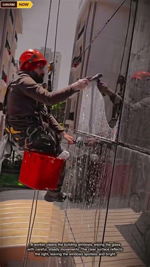 High-Rise Window Cleaning | Workers Cleaning Building Windows #skilledworkers #cleaning