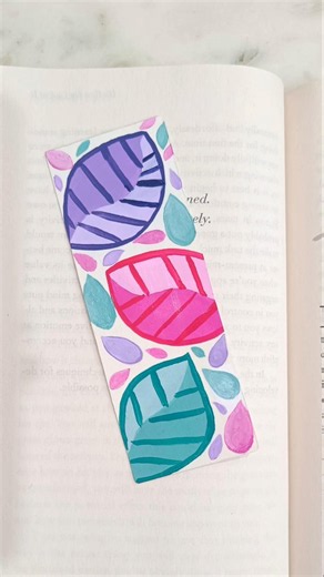 DIY Leaves Bookmark | Aesthetic Boho Art Bookmark 💜💚🩷