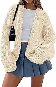 PRETTYGARDEN Womens Cardigan Sweaters 2025 Spring Fall Trendy Chunky Knit Outerwear Outfits Fashion Long Sleeve Cardigans