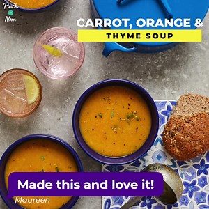 CARROT, ORANGE AND THYME SOUP 🥕 Perfect for lunch! 🥣 FULL RECIPE 👉👉 https://pinchofnom.com/recipes/carrot-orange-and-thyme-soup/ Our NEW cookbook is out now! 🥳 Order Pinch of Nom: Comfort Food here 👉👉 https://pinchofnom.com/products/comfort-food/ | Pinch of Nom