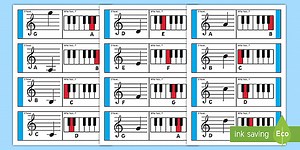 Treble Clef Piano Musical Note Recognition Loop Cards