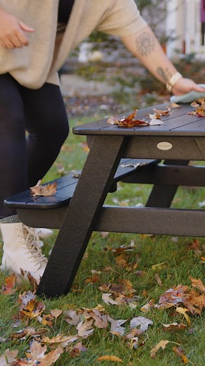 From backyard to playroom—this table’s got range. Watch how quick outdoor fun turns to joy inside 🌈 Shop our Kids Collection: https://polywd.co/KidsCollection Shown: Kids Outdoor Picnic Table in Black | POLYWOOD