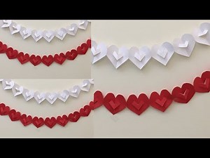 Paper Heart Garland DIY/ Wedding Day Decoration/ Simple Party Decoration Ideas/ Paper Heart Chain