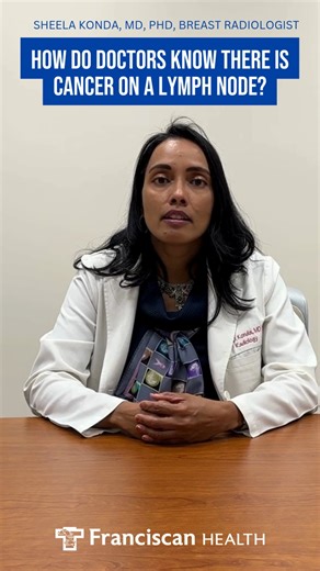 How do we know when we have cancer in a lymph node on a mammogram? Dr.Sheela Konda explains it can be challenging. "It's one of the places on a mammogram that can be very difficult to see. That's why the technologist is pulling you in so that she can see this upper part of the armpit better." Depending on shape, size, and what is within it can alert the breast radiologist that maybe there is something going on in that lymph node, at which point we will call you back for more imaging. | Francisca