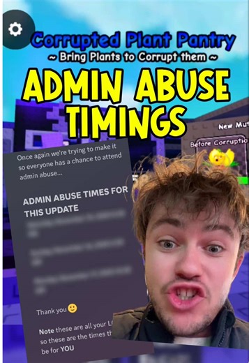 PLANTS VS BRAINROTS ADMIN ABUSE TIMINGS CONFIRMED ✅ https://discord.gg/fWDTtwJvEn #adminabuse #plantsvsbrainrots #adminabusetimes #pvb #robloxadminabuse