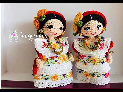 Como tejer Muñeca mini Yucateca amigurumis by Petus