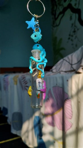 Handmade Ocean Bottle Keychain on My Bag 🛍️.#shortvideo #shorts #youtubeshorts