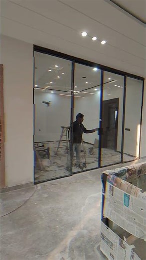 Slim syncro system all glass fitting and almunium window