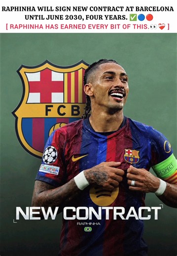 Captain Raphinha staying for four more years 💙❤️ #football #raphinha #barcelona #viral #trending