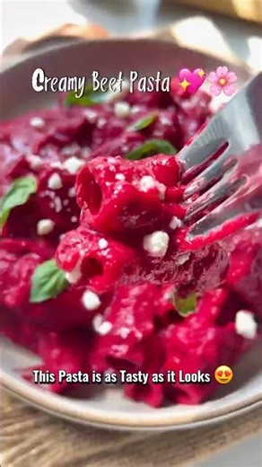 ✨💖 Creamy Beet Pasta 💕🌸#shorts #beetrootpasta#barbiepasta