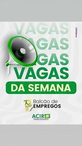 Conheça as oportunidades de emprego que a ACIR tem pra você!🧩 ACIR Estágio e Emprego em um só lugar, ao alcance de todos: grandes empresas ofertando vagas de trabalho para diversos segmentos. Confira as vagas da semana!Cadastre seu currículo em nosso site: www.acirmt.com.br/estagio-e-emprego | ACIR