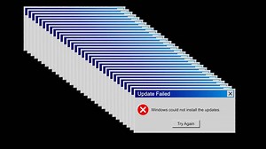 Download Animation of Computer Window with Update Failed Message in a Row on Transparent Background for free